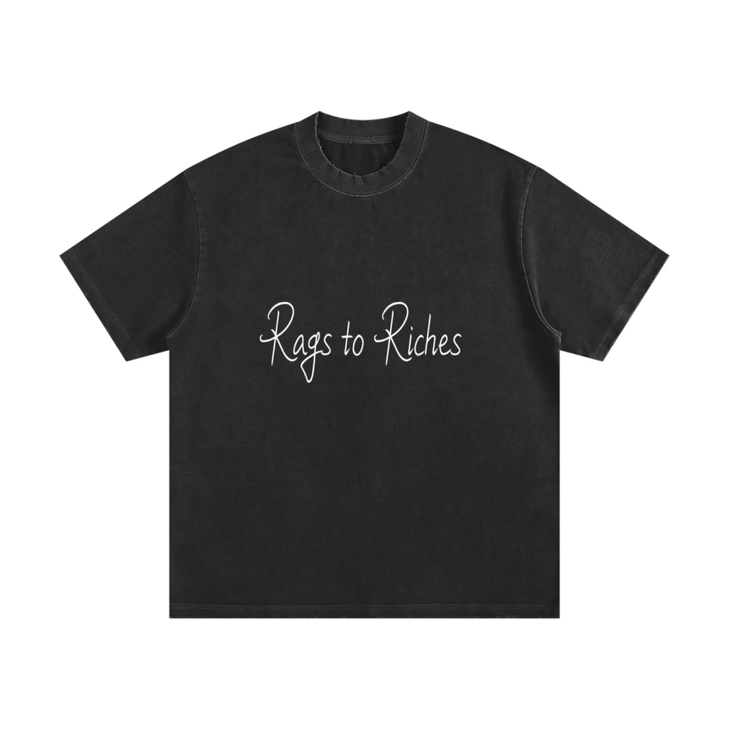 Heavyweight Vintage Washed Frayed Rags to Riches T-Shirt