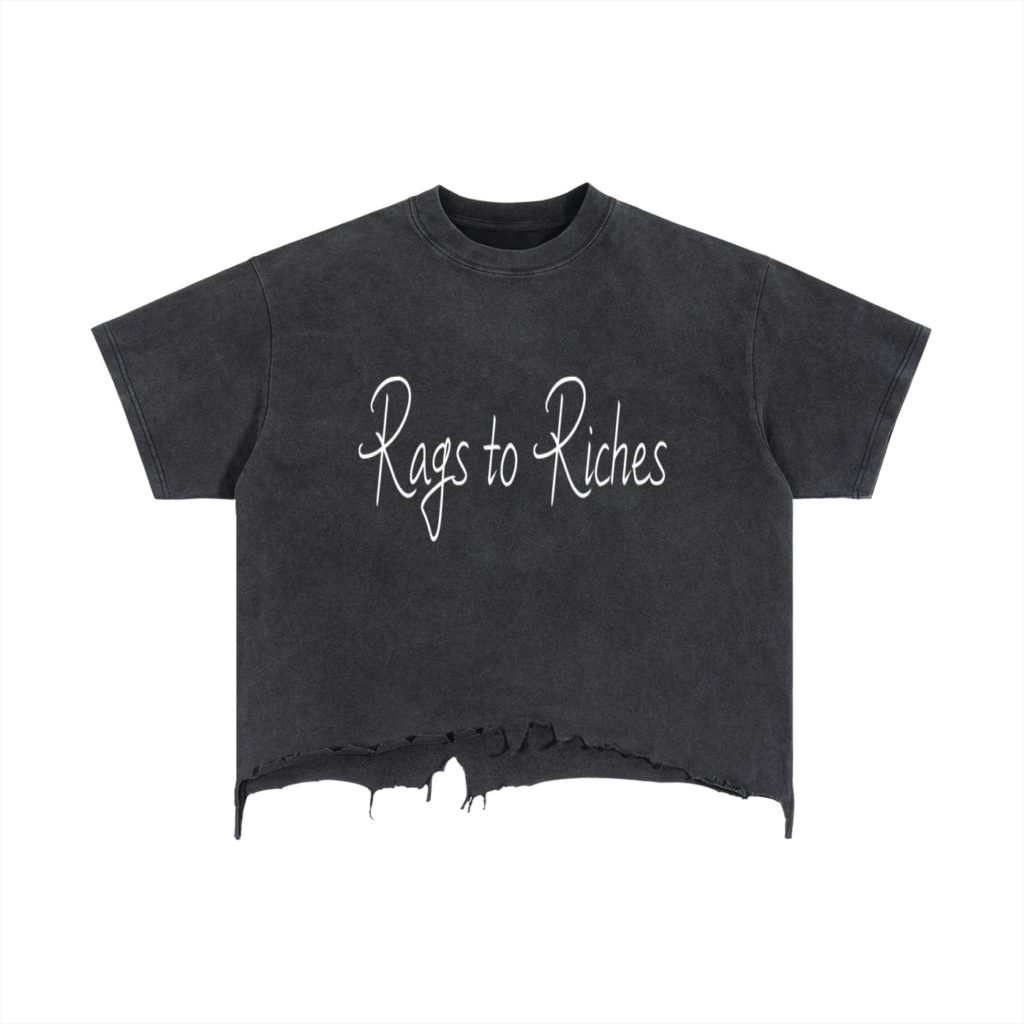 Vintage Wash Boxy Distressed Hem Rags to Riches T-Shirt